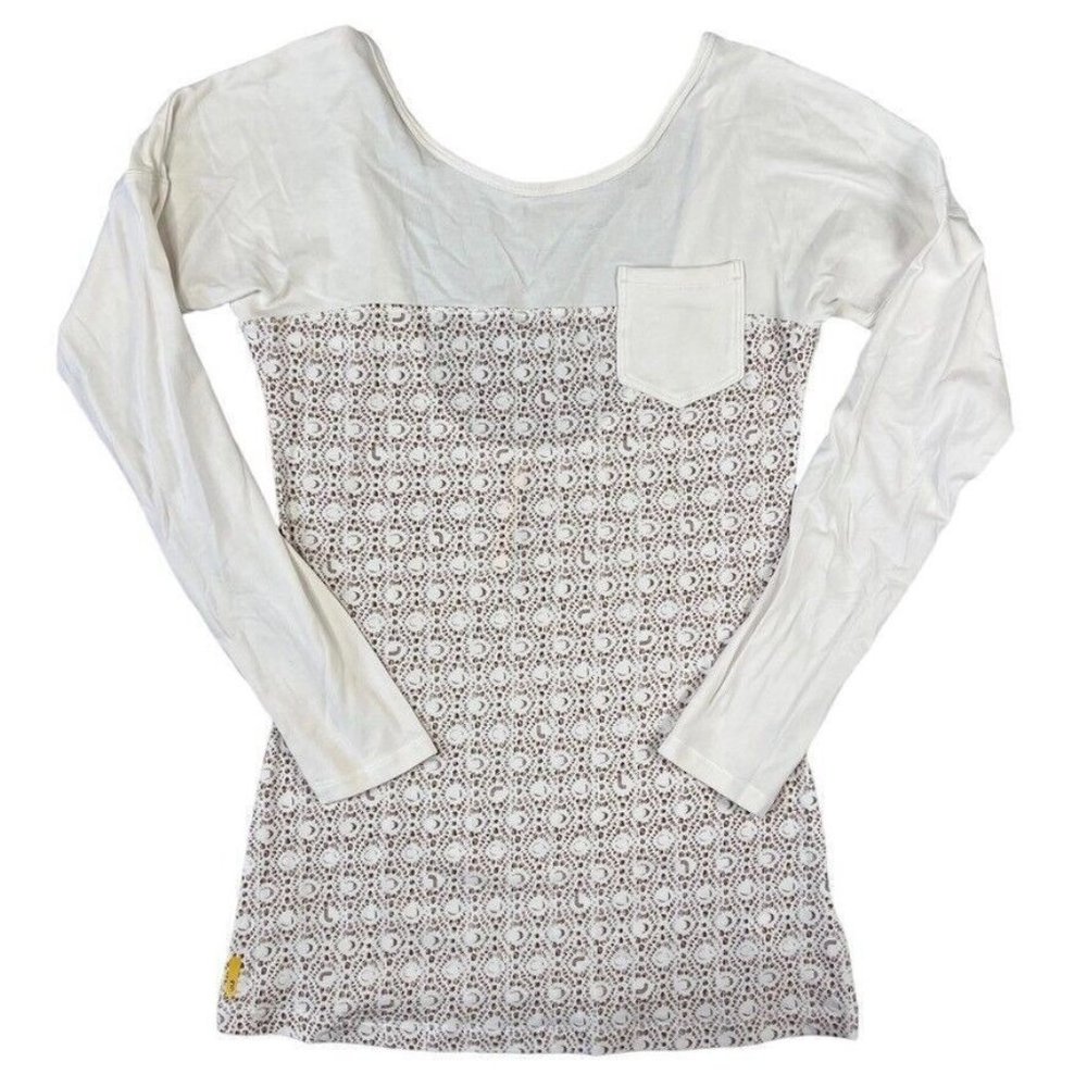 LOLE Womens Shirt Size Small Scoop Back Cream Tan Yoga‎ Running Long Sleeve